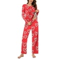 thumbnail image 5 of BiZtdJrK Lightning Sales Womens Pajamas Set Long Sleeve Button Up V Neck Pullover Tops and Pants 2 Piece Lounge Outfits Valentine's Day Heart Print Sleepwear Pink XL, 5 of 8