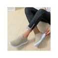 thumbnail image 6 of Gomelly Women Flats Rhinestone Sneakers Slip On Casual Shoes Non-Slip Walking Shoe Travel Work Sock Sneaker Beige 5.5, 6 of 7