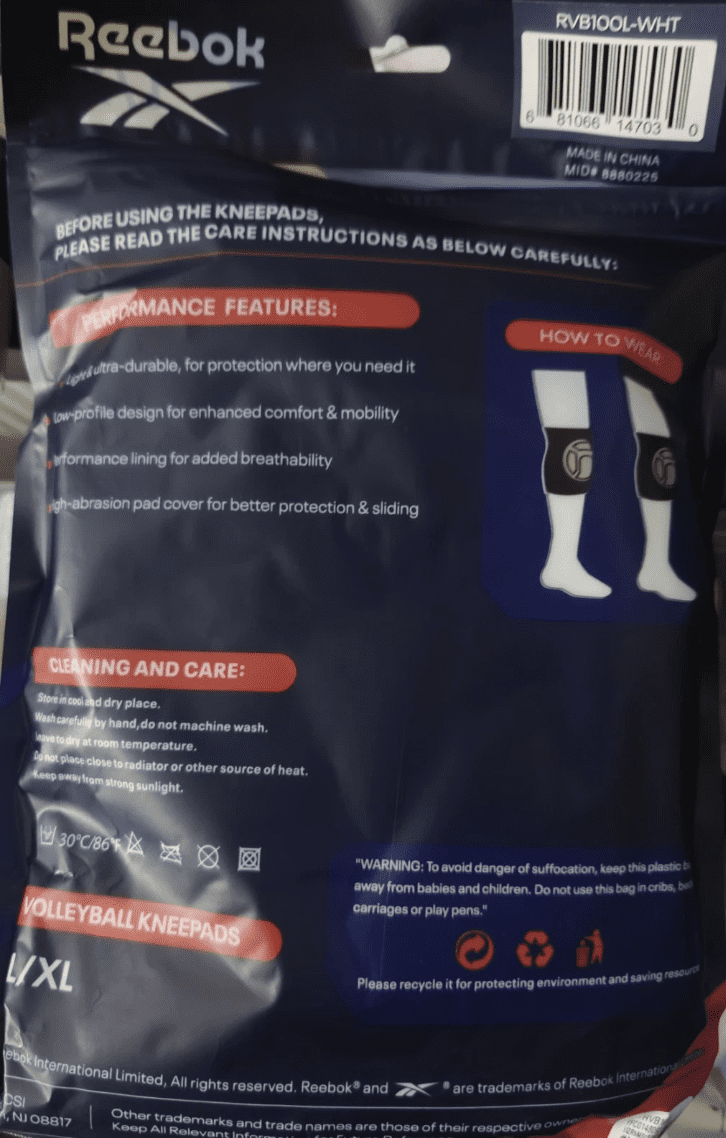 Reebok Volleyball Knee Pads Padded Protective 2-Pack L-XL