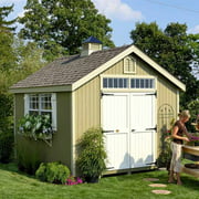 Angle View: Little Cottage 12 x 10 ft. Williamsburg Colonial Panelized Garden Shed