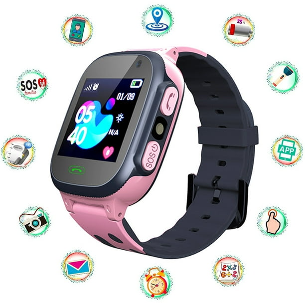 Qualitchoice Kids Smartwatch Lbs Tracker Smart Watch With Flashlights Anti Lost Voice Chat For Boys Girls Birthday Gifts Pink