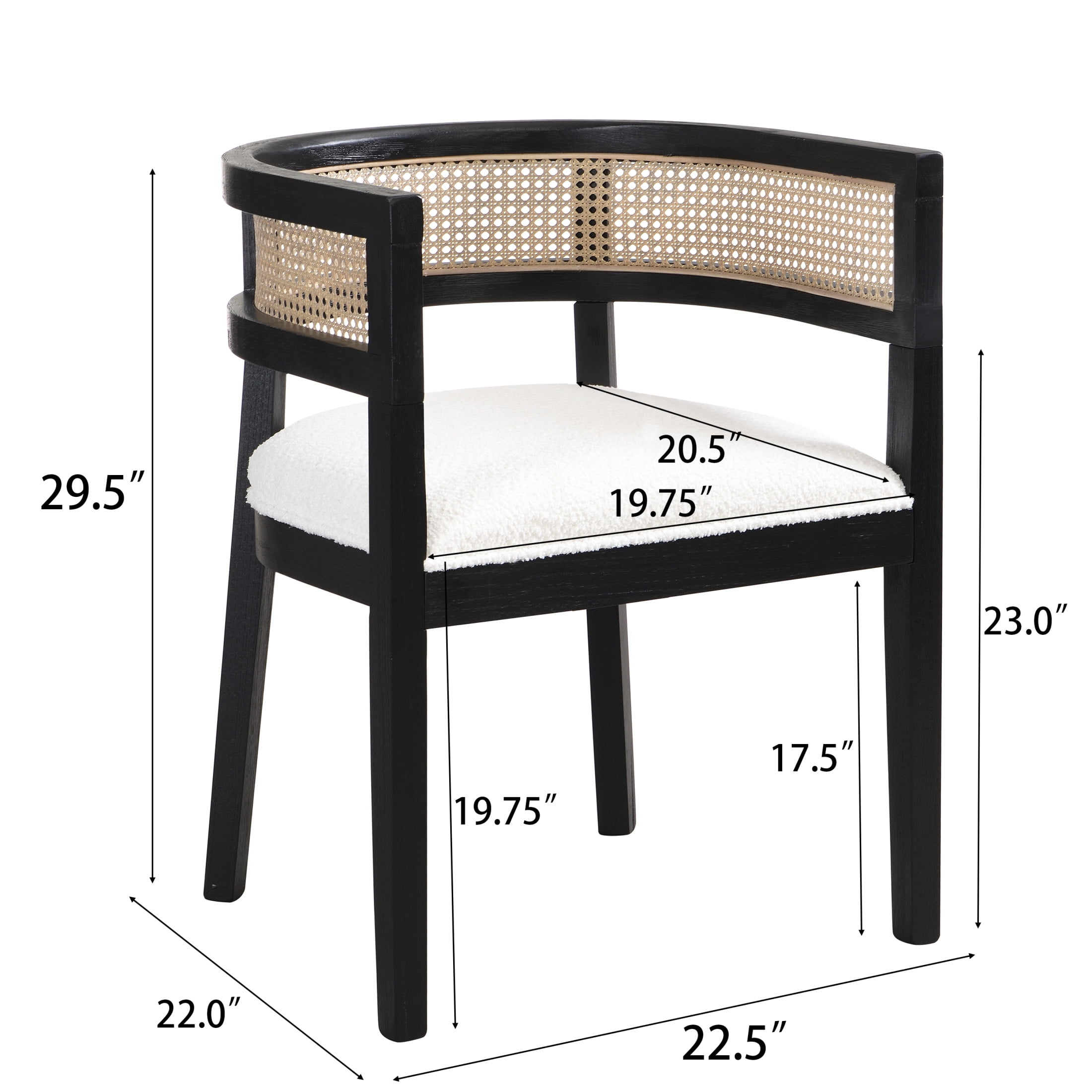 Christopher Knight Home Upholstered Dining Chairs, Wood Frame with Rattan Round Backrest, Black, Set of 2