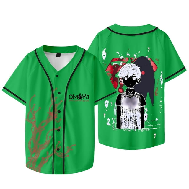 Omori Veste de Baseball de Marchandise Spatiale Rouge Été Femmes Hommes Mode Décontractée Harajuku T-Shirts à Manches Courtes,style 4,m