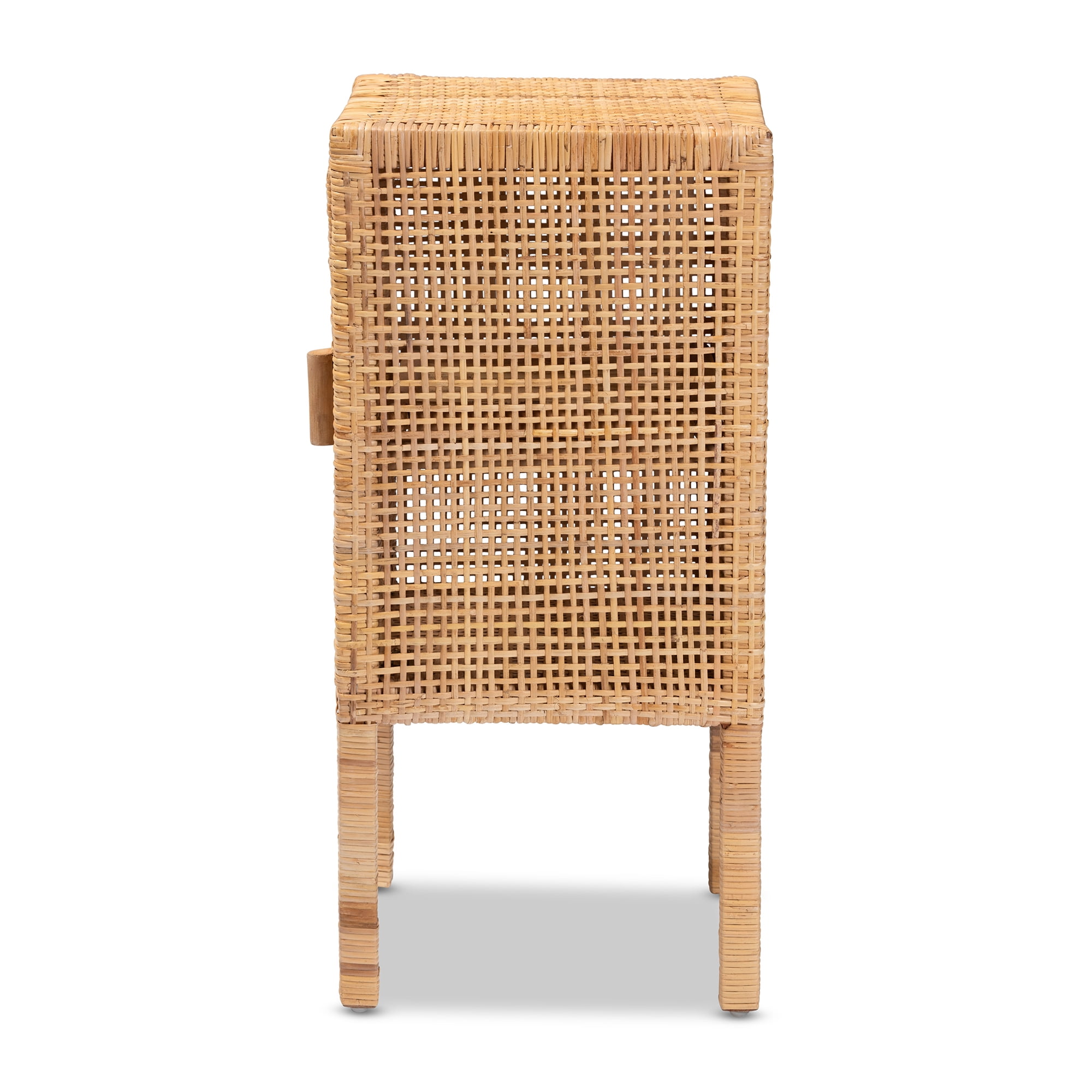 bali & pari Vivan Modern Bohemian Natural Brown Rattan 1-Door Nightstand