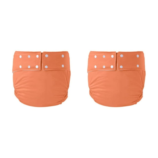 Transemion Adult Cloth Diapers Adult Nappy Reusable Leakfree Against Incontinence Orange 72-92cm 2Set