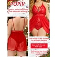 thumbnail image 3 of popiv Plus Size Babydoll for Women Double Layer Elastic High Waist Teddy Chemise Comfy Floral Lace Lingerie，Red，XL-3XL, 3 of 5