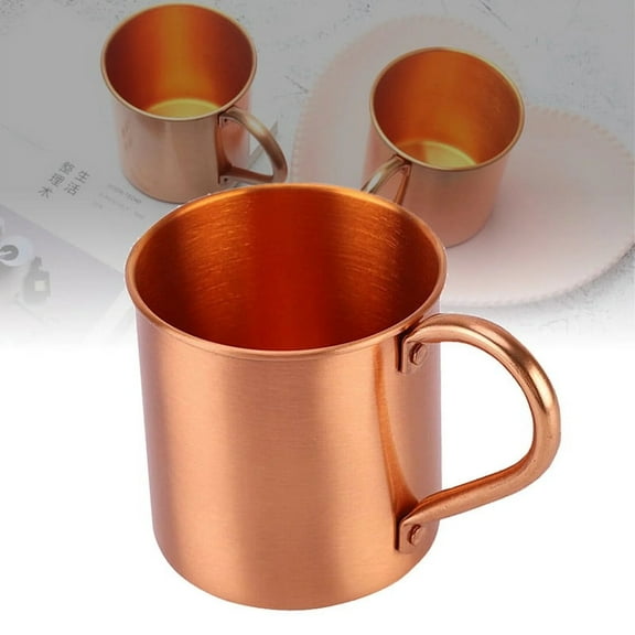 HandyHome 13.5oz Moscow Mule Mug with Handle, 1pc Pure Copper Cups for Drinking Copper Rolled Edge Straight Cup for Moscow Mule, Keeps Drinks Chilled Longer