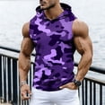 thumbnail image 2 of DDAPJ pyju Mens Camo Hoodies Sleeveless Hooded T-Shirts Gym Workout Tank Top Muscle Tee Lightweight Summer Hiking Athletic Shirt Purple L, 2 of 8