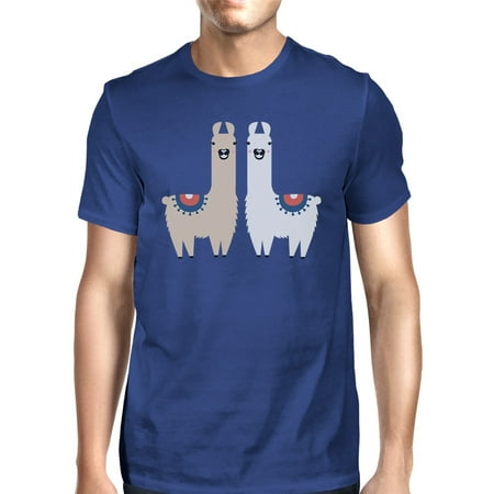 Llama Pattern Mens Royal Blue Cool Tee For Best Gift
