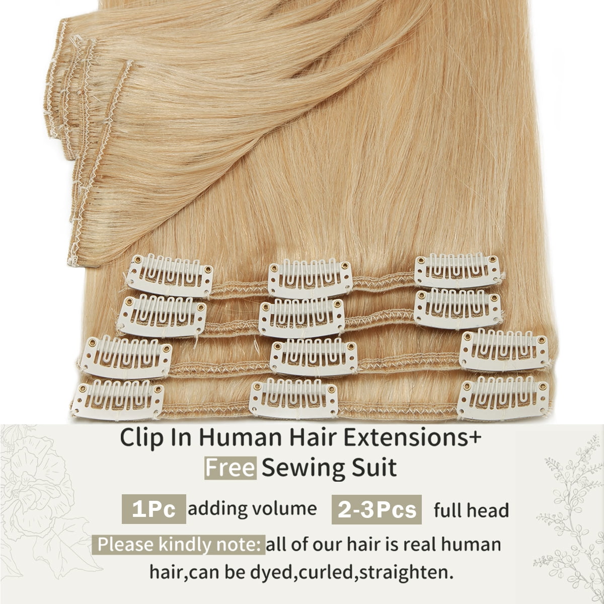 SEGO Clip in Hair Extensions 100% Real Remy Human Hair Full Head Straight Balayage Hair 8-24 inch