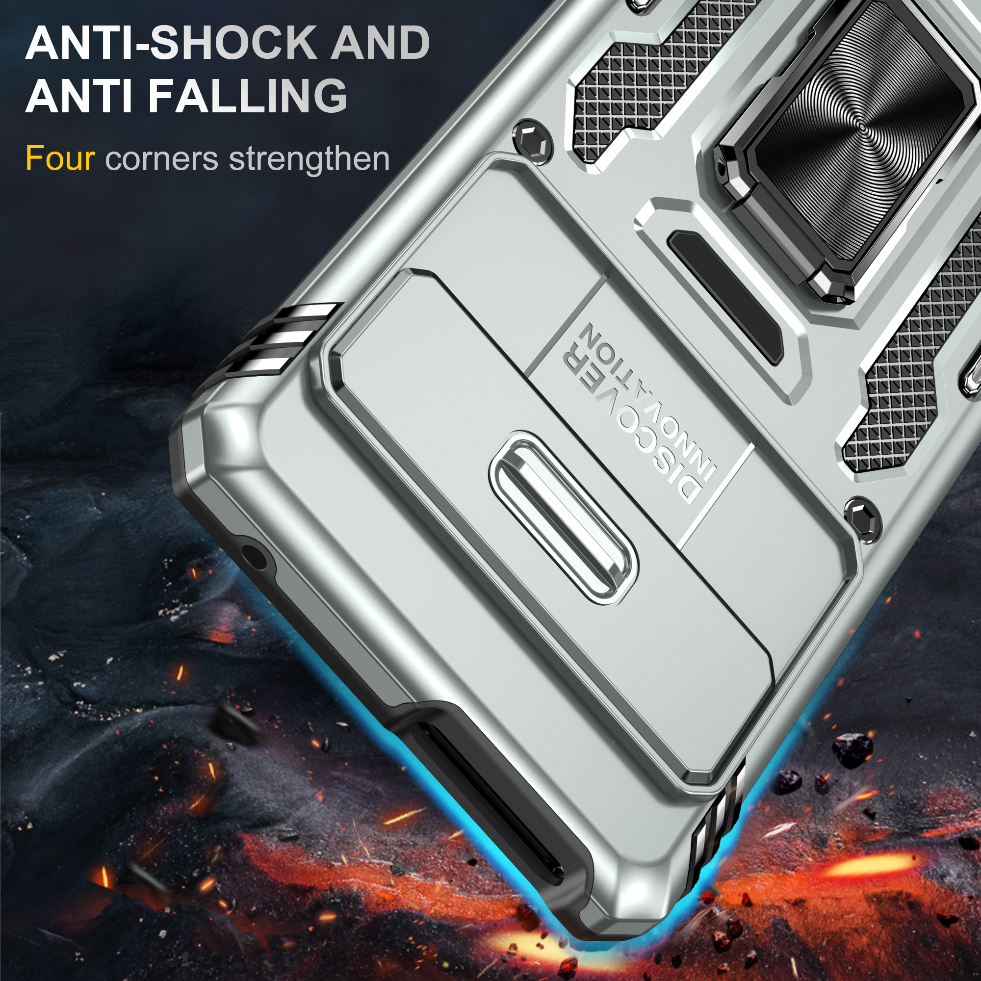 Cover Per Google Pixel 7 Pro Con Protezione Fotocamera Scorrevole: Custodia Antiurdo Con Anello Rotante E Pellicola Protettiva Inclusa (Rosso)