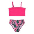 thumbnail image 5 of NIPAXO Girls Swimsuit 3-Piece Tropical Floral Bikini Set with Mesh Cover Up Pants Swimwear for Girls, Hot Pink, Sizes 5-6 Years Old, 5 of 8