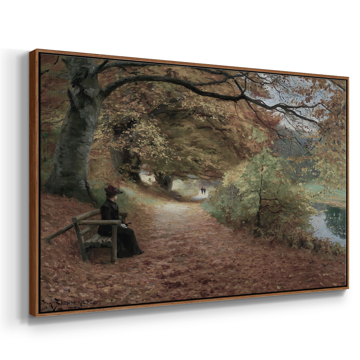 Vintage Landscape-CCCXXII By Wexford Home Framed in Walnut Wood Gallery Wrapped Canvas 17 in. x 25 in.