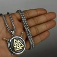 thumbnail image 4 of K-KED Viking Odin Protector Rune Triangle Alarm Clock Stainless Steel Pendant Necklace-Silver/Gold, 4 of 5