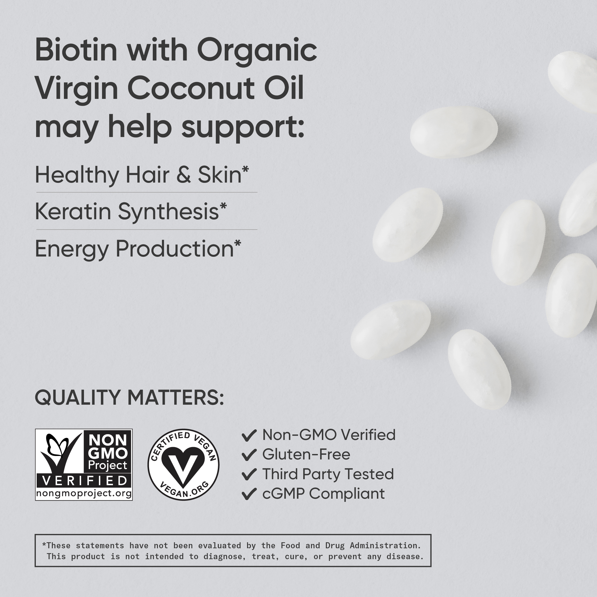 Sports Research Biotin with Coconut Oil, 10,000 mcg, 120 Veggie Softgels - image 4 of 7