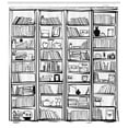 thumbnail image 3 of Hobby Shower Curtain, Library Bookshelf with Many Books and House Accessories Drawn by Hand, Fabric Bathroom Set with Hooks, 69W X 84L Inches Extra Long, Charcoal Grey and White, by Ambesonne, 3 of 3