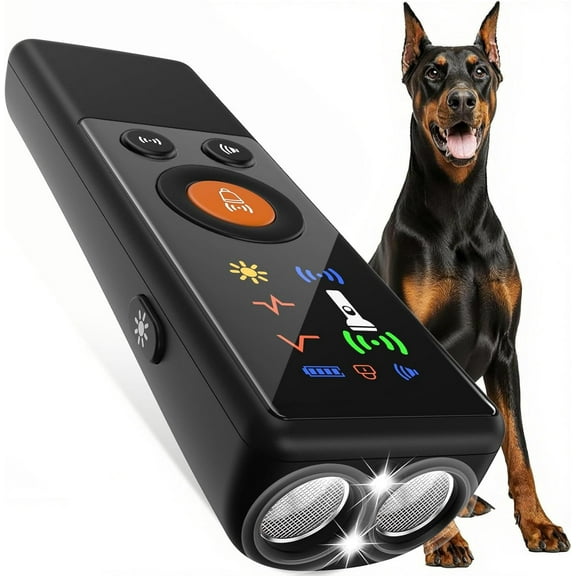 YZXIN Store Dog Bark Deterrent Ultrasonic Training Device with 4 Modes and 2X Power Emitters Anti Barking Device for Dog,Indoor Outdoor Use Rechargeable,for Behavior Correction Safe,Up to 50ft Rang