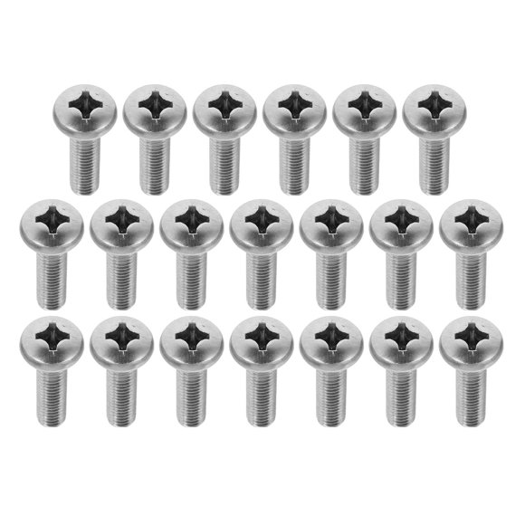 RUNROTOO 20 Piece Stainless Steel Cross Head Screws M8 for TV Wall Mounting Silver Home Use 20mm Length