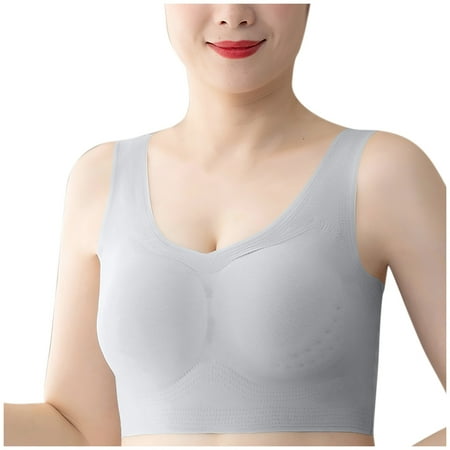 Busydd Womens Bras High Support Round Neck Sports Bra Full Figure Seamless Bralettes for Women No Underwire Comfort Everyday Wireless Bra Solid Color Push Up Bra Plus Size Bras for Women