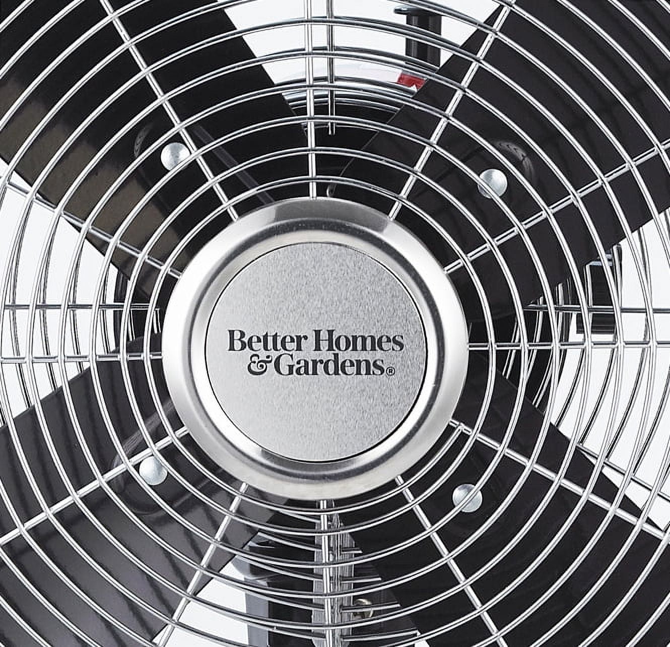 Better Homes & Gardens 16" 3-Speed Retro Metal Oscillating Adjustable Height Black Pedestal Fan