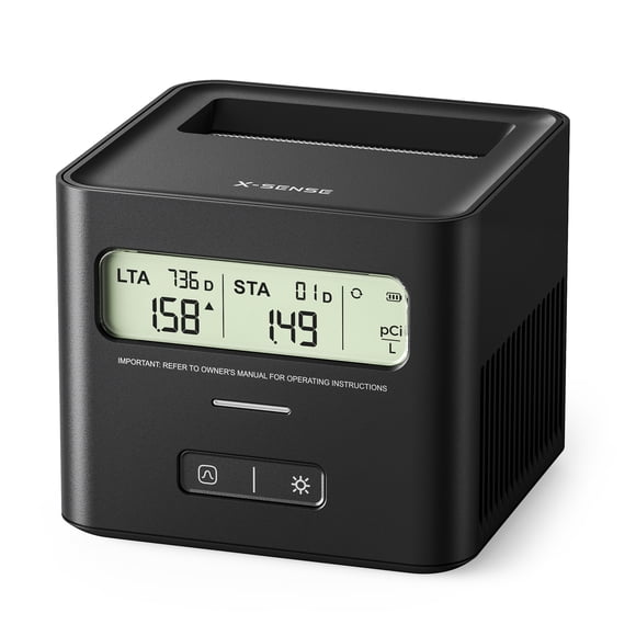 X-Sense Radon Detector for Home, Battery Powered, Clear Short-Term & Long-Term Average Display, Ideal Starter Safety Tool for Home, Model XR0A-SR, Black