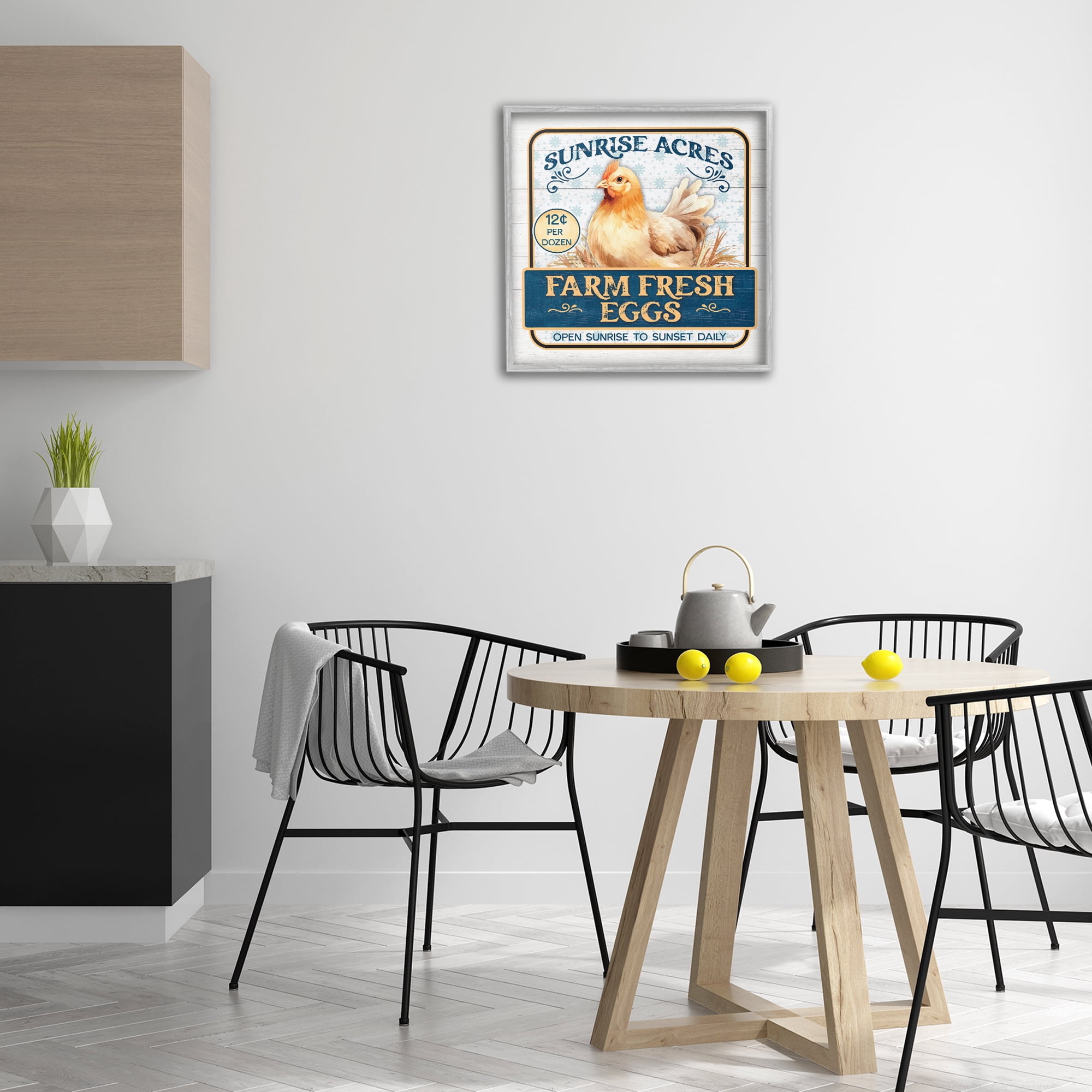 Stupell Industries Farm Fresh Eggs Animals & Insects Painting Gray Framed Art Print Wall Art, 24 x 24