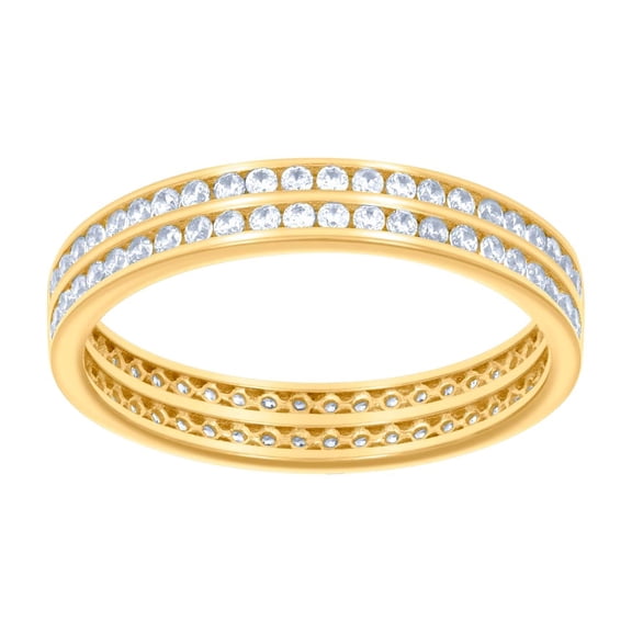 14k Yellow Gold Womens Cubic Zirconia Eternity Band Ring 3.7x3.7mm Wide Eternity Ring for Women and Men
