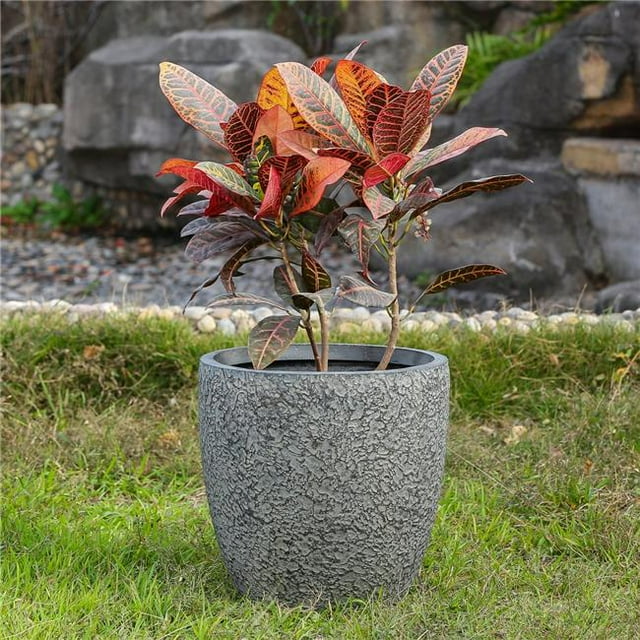 Luxen Home WHPL495 14,8 Po Dia. MgO Fibre Argile Texturée Jardinière Bleu & Gris