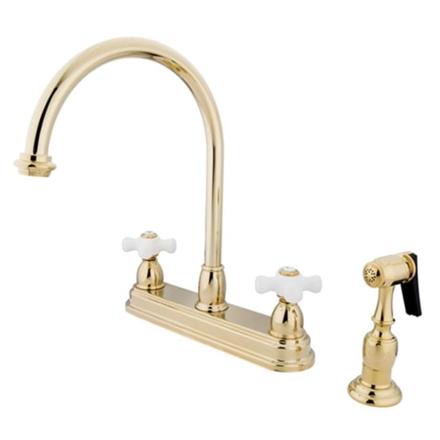 Kingston Brass KB3752PXBS Two Handle 8 in. Kitchen Faucet with Brass Sprayer