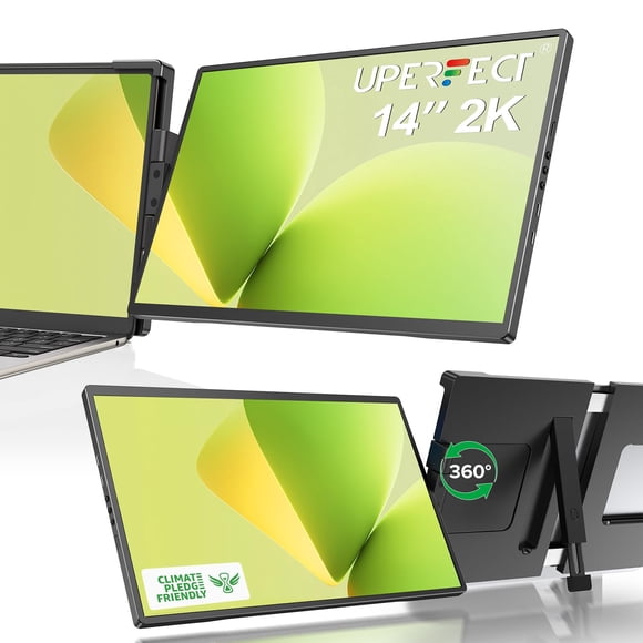 Extensor de pantalla para portátil UPERFECT 2K, 14 pulgadas, bisagra giratoria de 360°
