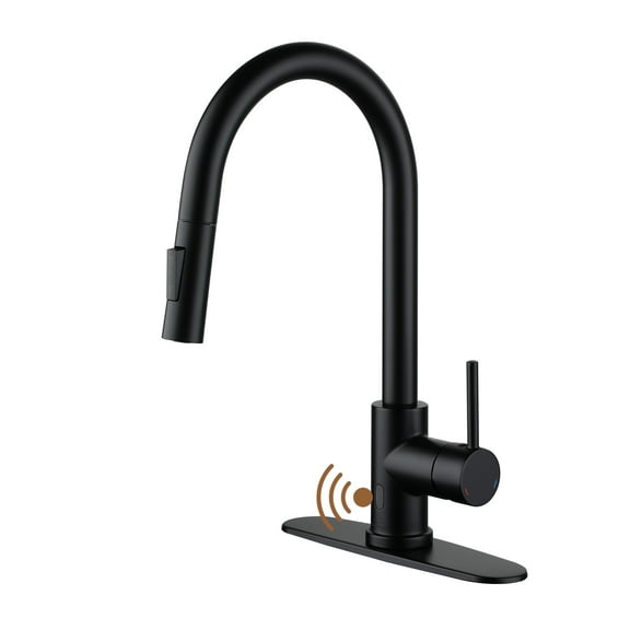 CASAINC Single Handle Kitchen Faucet with Pull Down Sprayer, Touchless Sensor, Deck Mounted, Matte Black