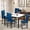 White Table& Blue Chair, variant on 5 Pieces Modern Kitchen Dining Table Set, Faux Marble Rectangular Breakfast Table with 4 Piece Upholstered Metal Dining Chairs, Dining Table and Chairs with Metal Legs, Black, SS1292