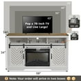 thumbnail image 4 of Mayincolor Fireplace TV Stand for 65+ inch TV, Farmhouse Entertainment Center with 23" Electric Fireplace with Remote, Modern Rustic TV Console Storage Cabinet with Sliding Bar Door,Antique White, 4 of 7