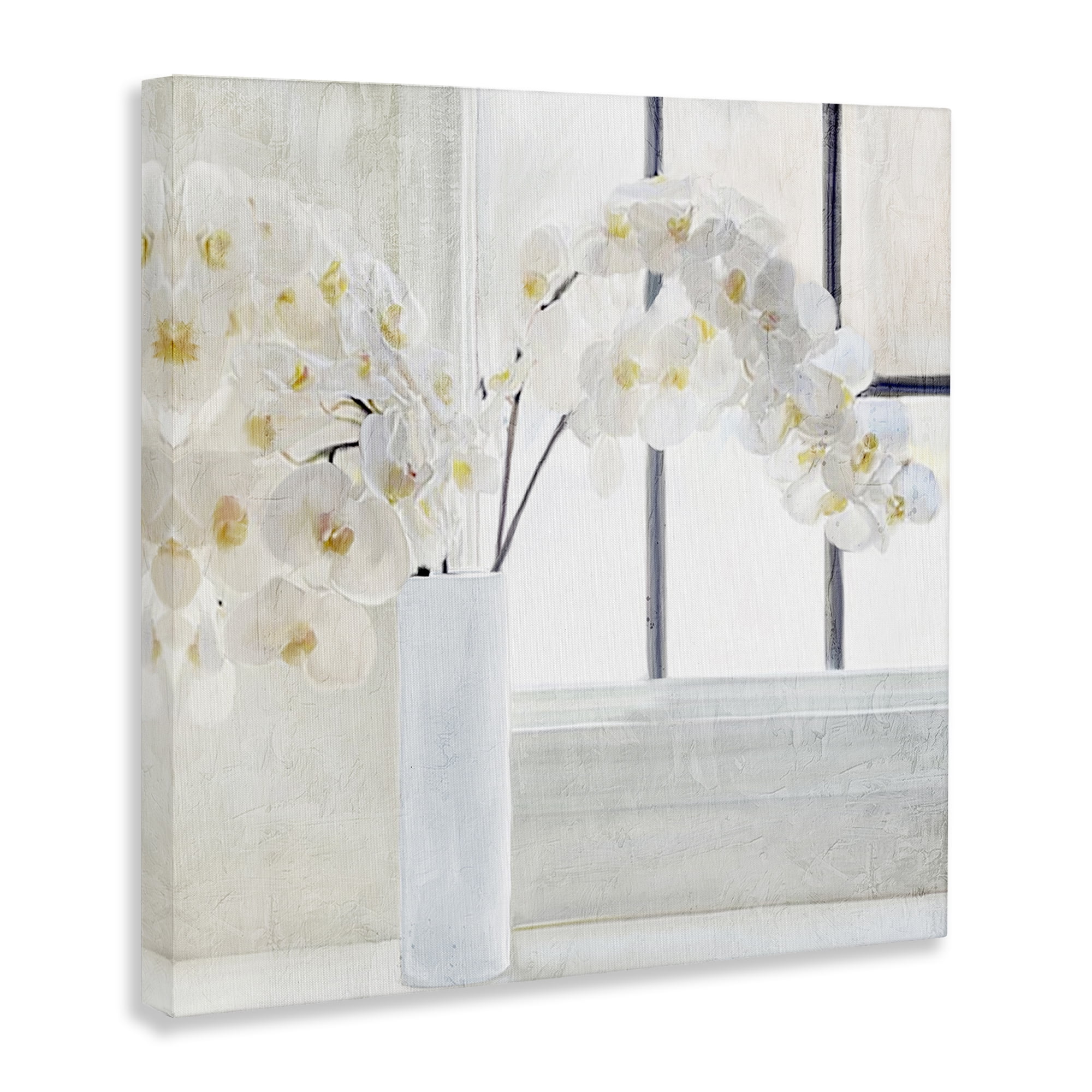 Stupell Industries Orchid Stems Windowsill Plants & Flowers Painting Wrapped Canvas Art Print Wall Art, 36 x 36