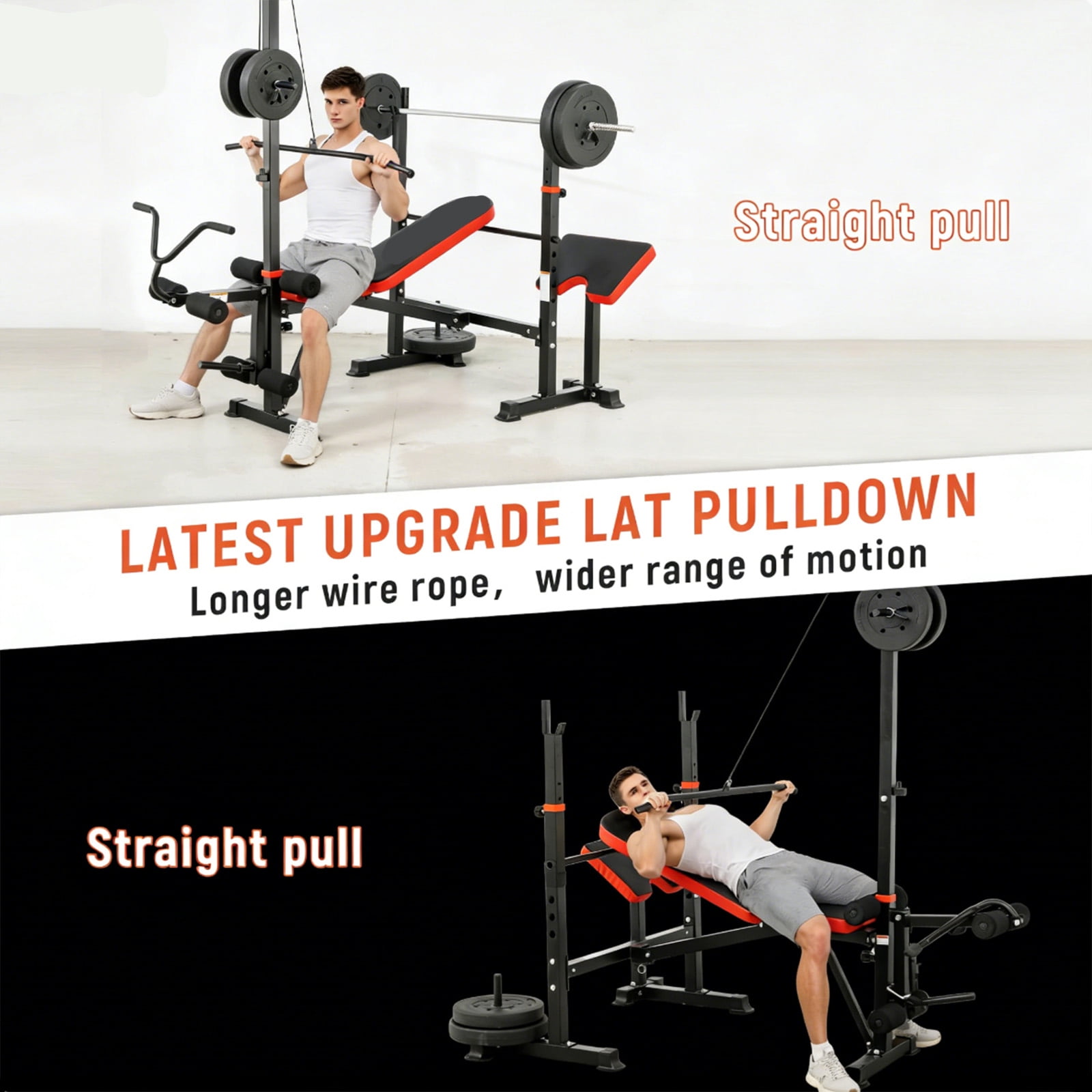 1500LBS Weight Bench Press Set, 8-in-1 Adjustable Workout Bench with Squat Rack, Leg Extension & Preacher Curl for Home Gym Strength Training
