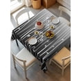 thumbnail image 6 of Black Flower Table Cloth, Geometric Stripes Gradient Simple Branch Waterproof Tablecloth for Square Tables, Reusable Washable Fabric Table Cover for Restaurant Kitchen Dining Tables 60"x60", 6 of 6