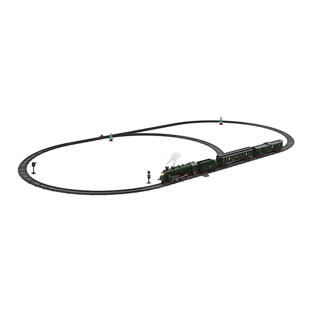 Colección de juguetes de tren de vapor, regalo, juego de tren eléctrico con vía y luces de humo Verde