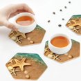 thumbnail image 7 of Pofeuu Starfish And Seashell 1 Print Leather Coasters Set of 6, Round Cups Mugs Mat Pad for Home Kitchen Heat Resistant Drink Coasters,Hexagon, 7 of 7