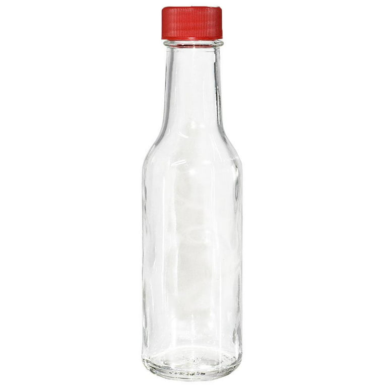 8 oz Clear Pet Plastic Hot Sauce Bottles (Red Screw Top Cap) - Clear 24-410