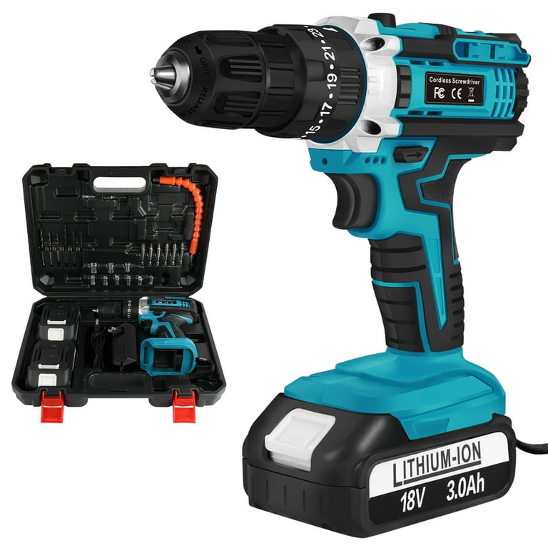 Tegatok Cordless Drill 12V, Power Drill with 2 Batteries and Charger,  Battery Drill with Variable Speed, LED Light, 3/8Keyless Chuck, 25 Drill  Bits