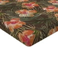thumbnail image 4 of Ambesonne Floral Boho Fitted Sheet, Art of Tropical Flowers, King Size, Pale Vermilion Jade Green, 4 of 5