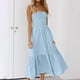 thumbnail image 1 of ICHUANYI Clearance Women Summer Bohemian Solid Color Casual Strapless Party Long Maxi Dress(Light Blue, S) ICHUANYI WER2023080913386, 1 of 8