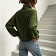 thumbnail image 6 of Women Quarter Zip Sweatshirt Sevevn Quarter Zip Stand Collar Relaxed Fit Fleece Fabric Kangaroo Pocket Drawstring Hem Lantern Long Sleeve For Daily Wear, 6 of 8