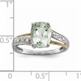 thumbnail image 3 of Sterling Silver & 14K Green Quartz and Diamond Ring Size 6, 3 of 3