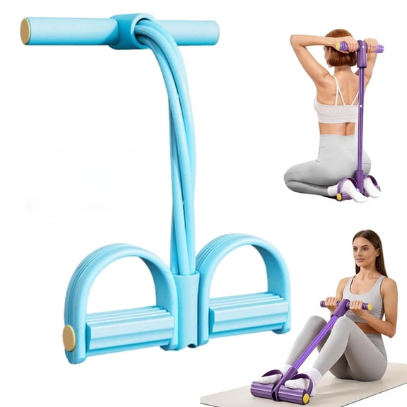 Multifunction Pedal Resistance Band, Portable Pedal Resistance Band with Handle, Upgrade 6-Tubes Natural Rubber Foot Tension Rope, Elastic Yoga Fitness Bands