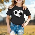 thumbnail image 2 of Trendfront Girls Sporty T-Shirt Soccer Football Heart Vintage Graphic Print Casual Crewneck Short Sleeve Tee Everyday Active Fitness Exercise Training Tops, 2 of 4