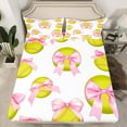 thumbnail image 2 of Feelyou Princess Pink Bow-tie Full Size Sheets for Teens, Cartoon Softball Print Bed Sheets, Cute Ball Print Sheet Sets, Ultra Soft Bedroom Decor, 4pcs, 2 of 7