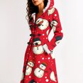 thumbnail image 3 of Christmas Mid Length Winter Coat for Women Graphic Long Sleeve Crewneck Button Down Party Print Jacket Red-2 M, 3 of 8