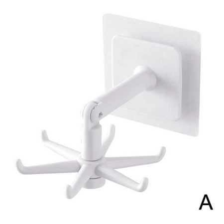 

Kitchen Hook Rotating Folding 6 Hooks 360° Degree Rotable Self Adhesive Holder