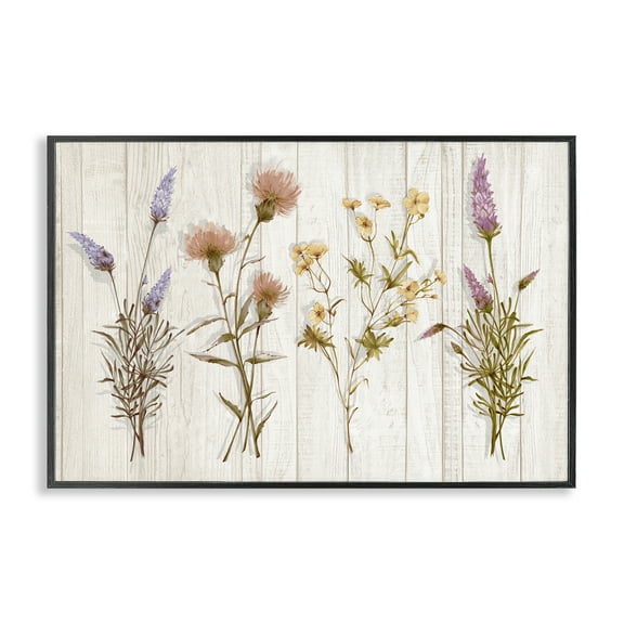 Stupell Industries Wild Flower Sprigs Plants & Flowers Painting Black Framed Art Print Wall Art, 18 x 12